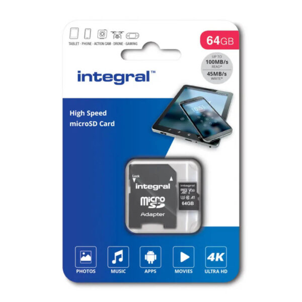 Integral 64gb 4k MicroSD memory card